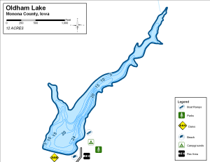 Oldham Lake Topographical Lake Map
