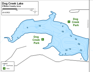 Dog Creek Lake Topographical Lake Map