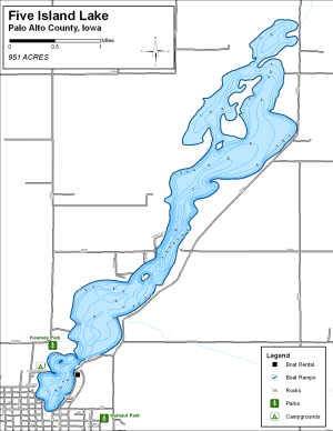 Five Island Lake Topographical Lake Map