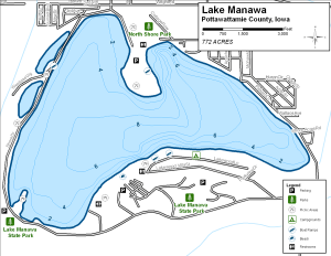 Lake Manawa Topographical Lake Map