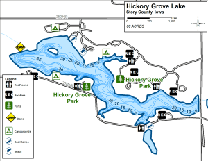 Hickory Grove Lake Topographical Lake Map