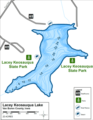 Lacey Keosauqua Lake Topographical Lake Map