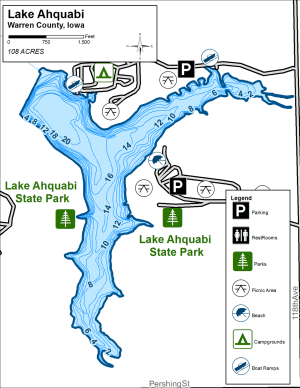 Lake Ahquabi Topographical Lake Map