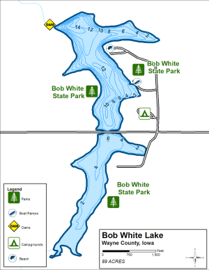 Bob White Lake Topographical Lake Map