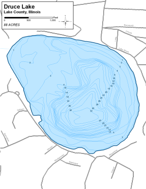Druce Lake Topographical Lake Map