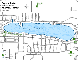 Crystal Lake Topographical Lake Map