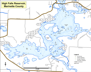 High Falls Reservoir Topographical Lake Map