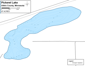 Pickerel Lake Topographical Lake Map