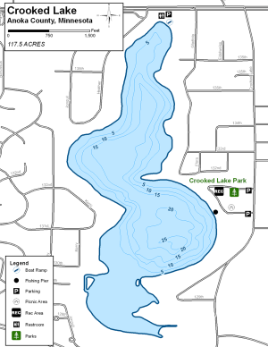 Crooked Lake Topographical Lake Map