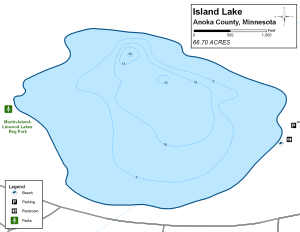 Island Lake Topographical Lake Map