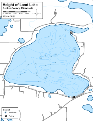 Height Of Land Lake Topographical Lake Map