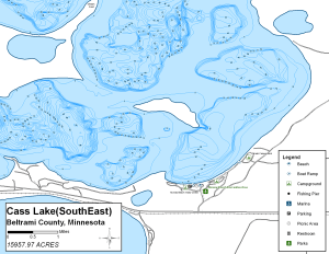 Cass Lake Southeast Topographical Lake Map