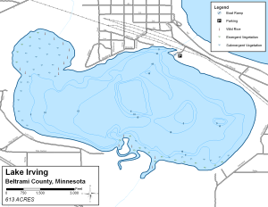 Lake Irving Topographical Lake Map