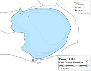 Bowen Lake Topographical Lake Map