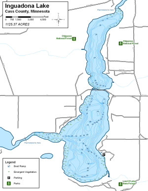 Inguadona Lake Topographical Lake Map