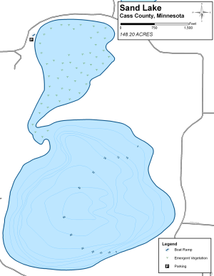 Sand Lake Topographical Lake Map