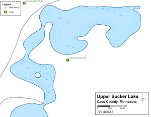 Upper Sucker Lake Topographical Lake Map