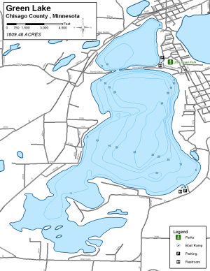 Green Lake Topographical Lake Map