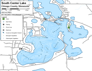 South Center Lake Topographical Lake Map