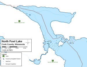 North Fowl Lake Topographical Lake Map