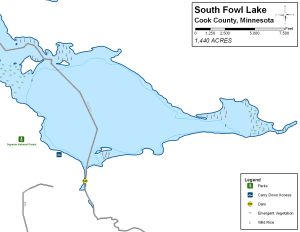 South Fowl Lake Topographical Lake Map