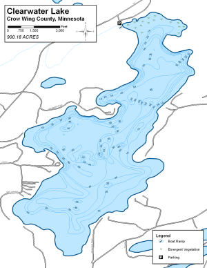 Clearwater Lake Topographical Lake Map