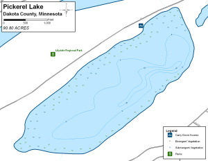 Pickerel Lake Topographical Lake Map