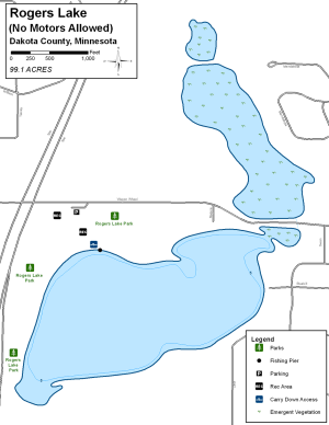 Rogers Lake Topographical Lake Map