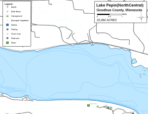 Lake Pepin Northcentral Topographical Lake Map