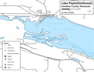 Lake Pepin Northwest Topographical Lake Map
