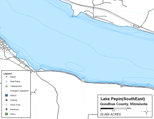 Lake Pepin Southeast Topographical Lake Map