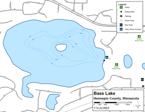 Bass Lake Topographical Lake Map