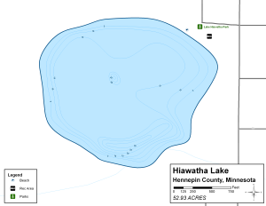 Hiawatha Lake Topographical Lake Map