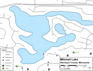 Mitchell Lake Topographical Lake Map