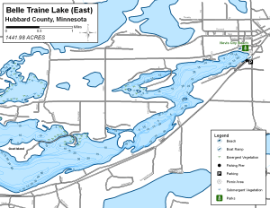 Belle Taine Lake (East) Topographical Lake Map