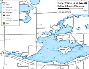 Belle Taine Lake (West) Topographical Lake Map