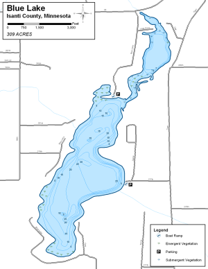 Blue Lake Topographical Lake Map