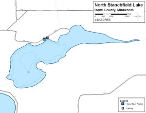 North Stanchfield Lake Topographical Lake Map