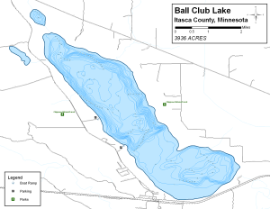 Ball Club Lake Topographical Lake Map