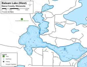 Balsam Lake West Topographical Lake Map