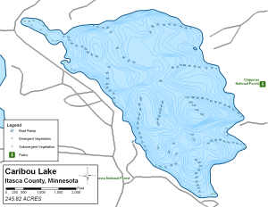 Caribou Lake Topographical Lake Map