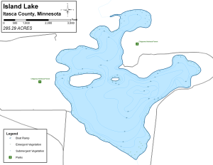 Island Lake Topographical Lake Map