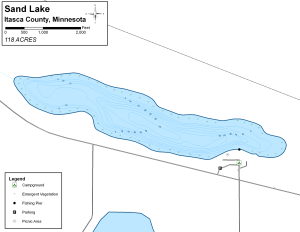 Sand Lake Topographical Lake Map