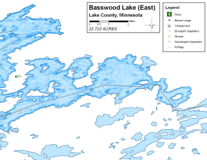 Basswood Lake Topographical Lake Map