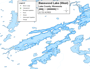 Basswood Lake Topographical Lake Map