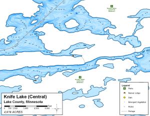 Knife Lake (Central) Topographical Lake Map