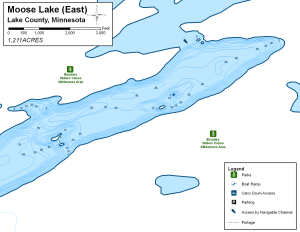 Moose Lake (East) Topographical Lake Map