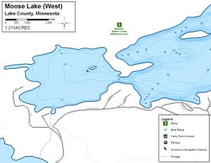 Moose Lake (West) Topographical Lake Map