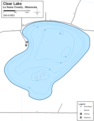 Clear Lake Topographical Lake Map