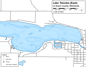 Lake Tetonka East Topographical Lake Map